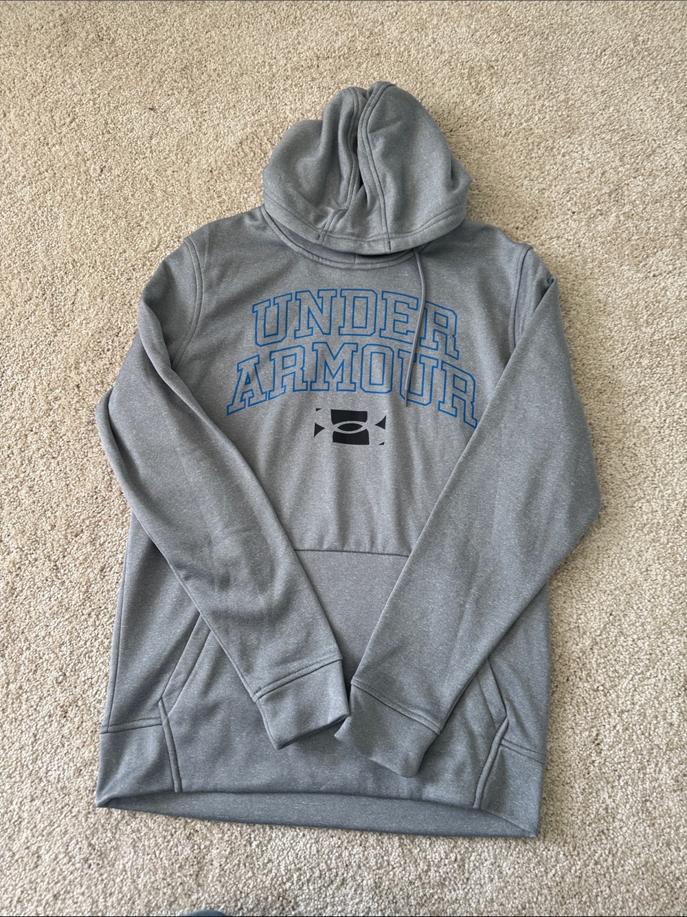 Under Armour Gray Hoodie with Blue  Logo